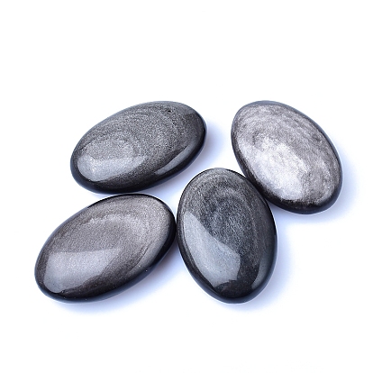 Натуральный серебряный обсидиан овальная скульптура витрина украшения, для домашнего офисного стола