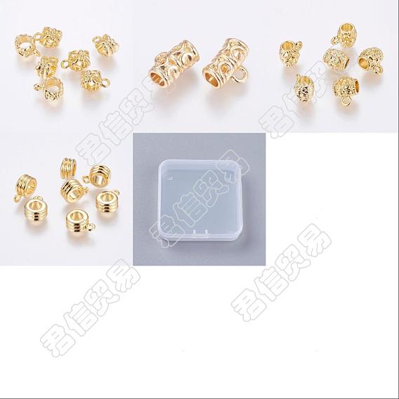 24Pcs 4 Style Brass Tube Bails, Loop Bails, Long-Lasting Plated, Column & Tube & Barrel