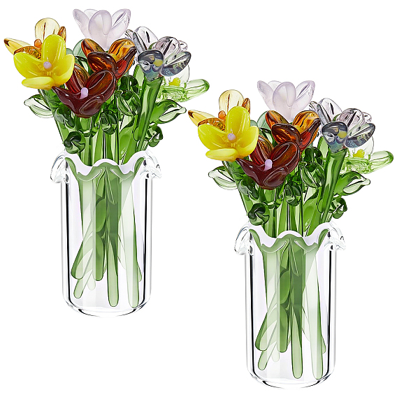 2 sacs 22 pièces de décorations artisanales en verre filé pour fleurs et vases, pour la décoration de bureau à domicile