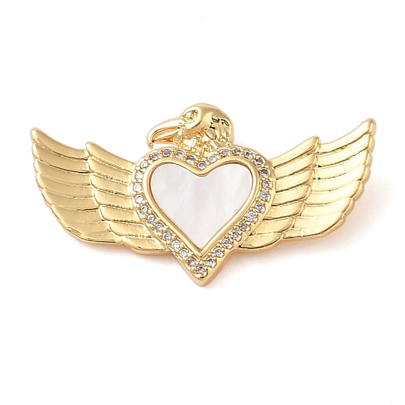 Подвески из латуни, ракушек и прозрачного циркония, без кадмия и без свинца, орел