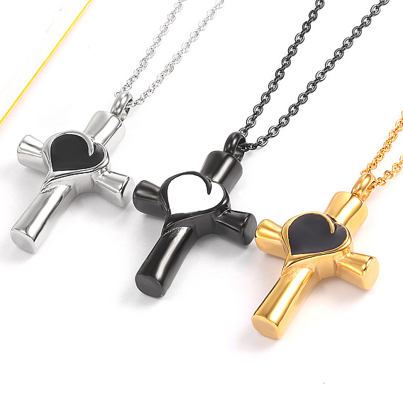 Ожерелье с подвеской в виде креста и урны с сердцем, 316l мемориальные украшения из нержавеющей стали для женщин