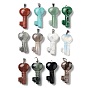 Mixed Gemstone Pendants, Key Charms with Platinum Plated Iron Snap on Bails