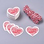Paper Gift Tags, Hange Tags, For Arts and Crafts, with Cotton Cords, for Valentine's Day, Heart with Word
