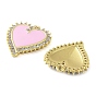 Brass Micro Pave Clear Cubic Zirconia Pendants, with Enamel, Real 18K Gold Plated, Heart Charms