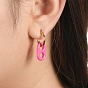 Soda Pull Tab Earrings, 304 Stainless Steel Hoop Earrings, with Alloy Enamel Pendant, Oval, Golden