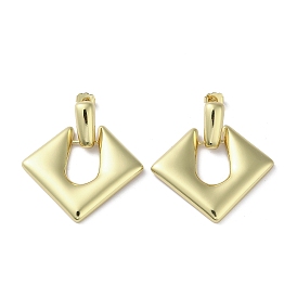 Rack Plating Brass Hollow Rhombus Dangle Stud Earrings, Lead Free & Cadmium Free