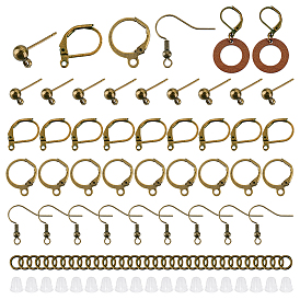 Наборы для поиска сережек своими руками, в том числе железные открытые прыжковые кольца, пластиковые гайки для ушей и латунная фурнитура для сережек