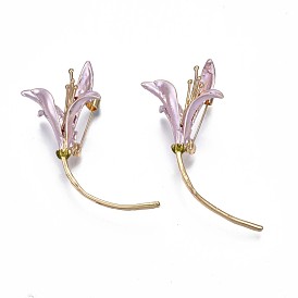 Flower Enamel Pin, 3D Alloy Brooch for Backpack Clothes, Nickel Free & Lead Free, Light Golden