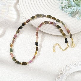 Natural Multicolor Tourmaline Beads Beaded Necklaces, Brass Neckalcecs for Women
