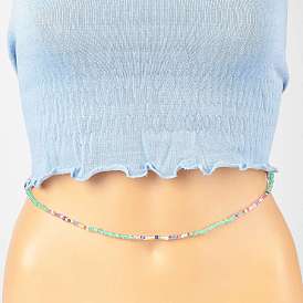 Cuentas de cintura de joyería de verano, cadena para el cuerpo con cuentas de semillas de vidrio, joyas de bikini para mujer niña