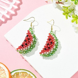 Серьги-подвески из стекла с натуральным черным шпинелем., арбуз, с 304 нержавеющей стали серьги крючки