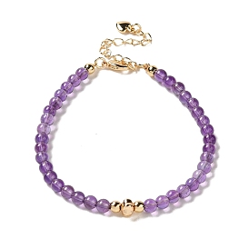 Bracelets de perles rondes en pierres précieuses naturelles de s mm, bracelets en laiton à fleurs pour femmes, réel 4 k plaqué or