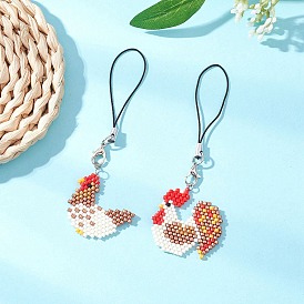 Glass Seed Bead Beaded Charm Mobile Straps, Nylon Cord Loop Mobile Accessories Decoration