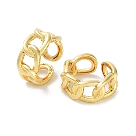 Brass Open Cuff Rings for Women, Curb Chains Shape