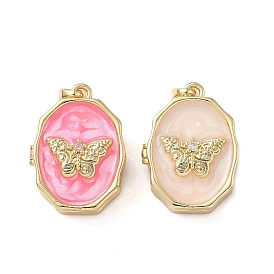 Овальные подвески-медальоны с бабочкой из латуни и эмали, реальный 18 k позолоченный