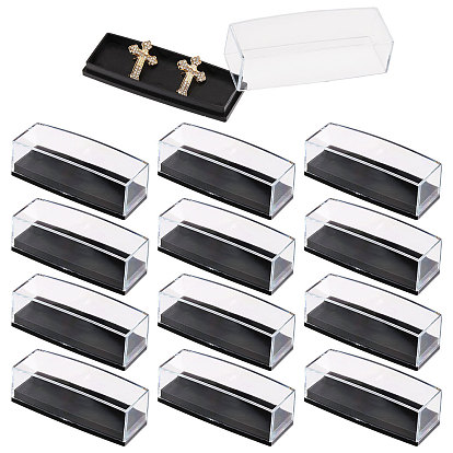 Cajas de almacenamiento de plástico con base negra para alfileres de solapa y pinzas para corbata., Rectángulo