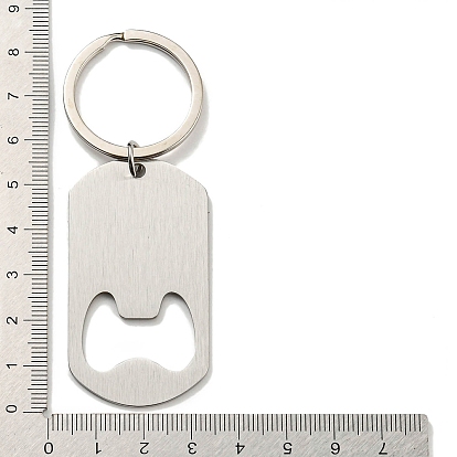 Cadeau de fête des pères 201 ovale en acier inoxydable avec porte-clés décapsuleur mot, avec les principaux anneaux de fer