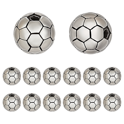 16 шт. 304 бусины из нержавеющей стали, круглый / футбол / футбольный мяч