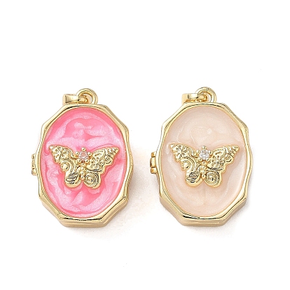 Овальные подвески-медальоны с бабочкой из латуни и эмали, реальный 18 k позолоченный