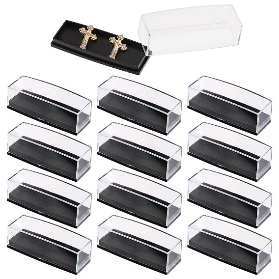 Plastic Storage Boxes with Black Base for Lapel Pins Tie Clips, Rectangle