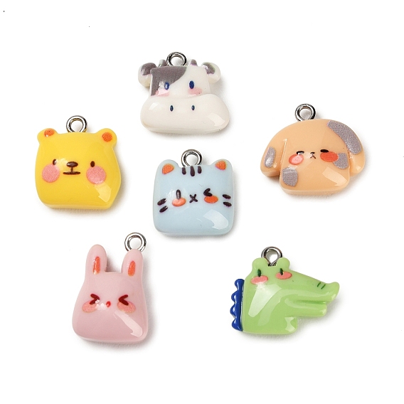 Подвески из непрозрачной смолы с изображением животных, очарование смешанных форм, с железной платиной петлей