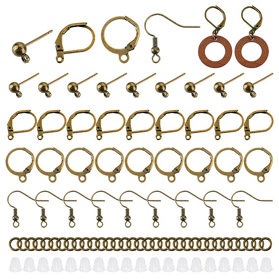 Наборы для поиска сережек своими руками, в том числе железные открытые прыжковые кольца, пластиковые гайки для ушей и латунная фурнитура для сережек