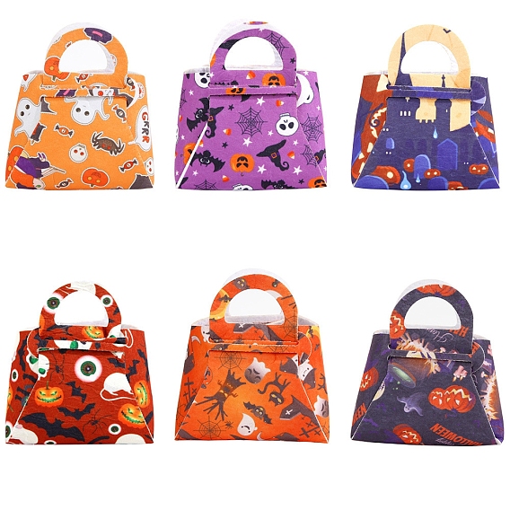 Фетровые мешки для конфет на тему Хэллоуина, подарочные пакеты с конфетами с принтом для вечеринки в честь Хэллоуина