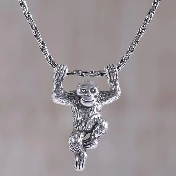 Collares con colgantes de animales de aleación vintage, mono
