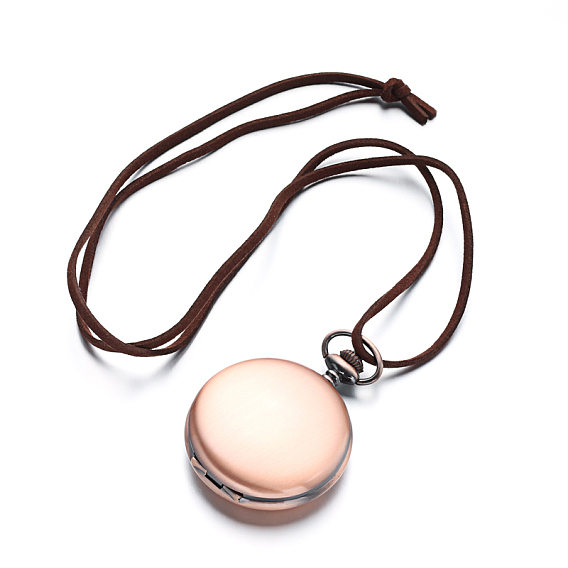 Сплав кварца карманные часы, с Замша Faux шнуры, 15.7 дюйм, cmотреть: 65.5x47x15 mm