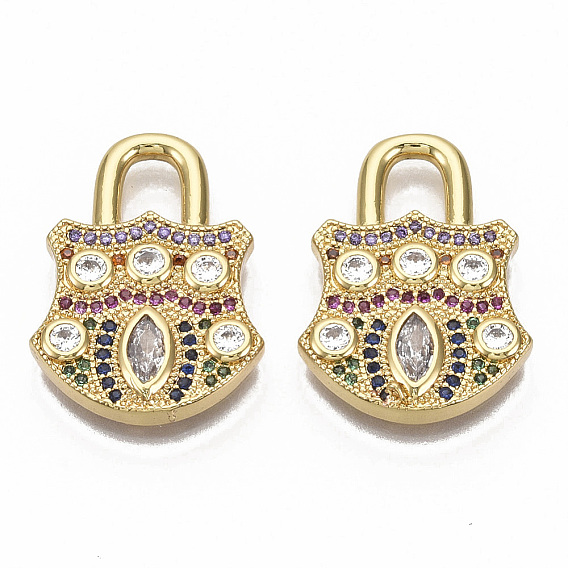 Латунные микро проложить кубического циркония подвески, без никеля , запирать, реальный 16 k позолоченный