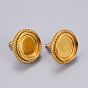 Brass Stud Earring Findings, Earring Settings, with Plastic Ear Nuts, Long-Lasting Plated, Flat Round