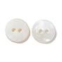 Natural Freshwater Shell Buttons, 2-Hole, Flat Round