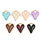 Brass Enamel Pendants, Heart Charms, Long-Lasting Plated, Rack Plating, Cadmium Free & Lead Free, Golden
