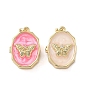 Овальные подвески-медальоны с бабочкой из латуни и эмали, реальный 18 k позолоченный