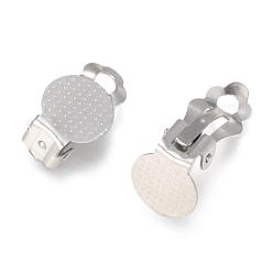 304 Stainless Steel Clip-on Earring Findings, with Round Flat Pad, Flat Round
