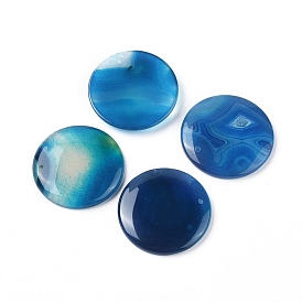 Natural Agate Pendants, Dyed & Heated, Flat Round