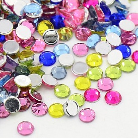 Imitation taiwan acrylique strass cabochons dos plat, facette, demi-tour / dôme