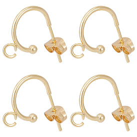 20шт. 304 фурнитура для сережек-гвоздиков из нержавеющей стали, серьги-полукольца фурнитура с петлями, с фрикционными гайками 20шт.