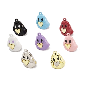 Spray Painted Alloy Pendants, Long-Lasting Plated, Lead Free & Cadmium Free, Ghost with Heart
