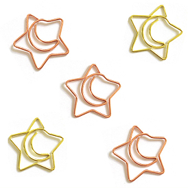 Metal Paper Clips, Star & Moon Paperclips