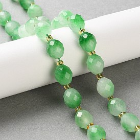 Природные окрашенные белого нефрита нитей бисера, граненые, овальные, с бисером