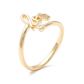 Word Love Cubic Zirconia Cuff Ring, Rack Plating Brass Open Ring for Valentine's Day