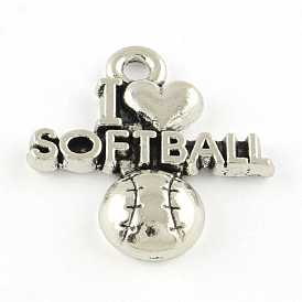 Softball Tibetan Style Alloy Pendants, Cadmium Free & Lead Free, 20x19x3mm, Hole: 2mm, about 680pcs/1000g