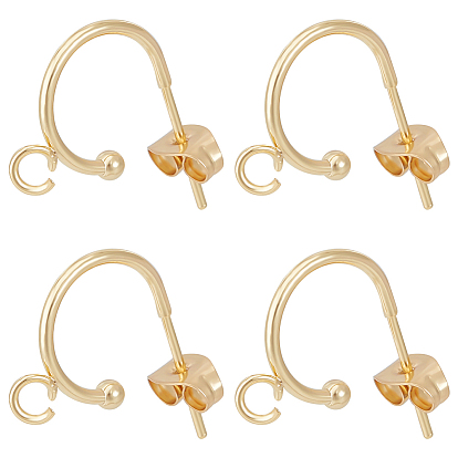 20шт. 304 фурнитура для сережек-гвоздиков из нержавеющей стали, серьги-полукольца фурнитура с петлями, с фрикционными гайками 20шт.