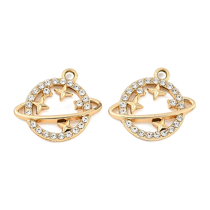 UV Plating Alloy Rhinestone Pendants, Planet