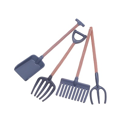 Кукольная миниатюра, имитирующая лопату и грабли, Миниатюрный садовый реквизит для фермы, модель реквизита