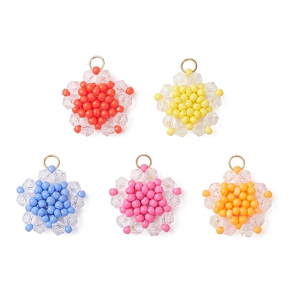 Стеклянные подвески, звезда очарование, с 304 нержавеющей сталью и бисером