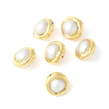 Гальванические бусины из натурального культивированного пресноводного жемчуга, блюдце бусины, белые