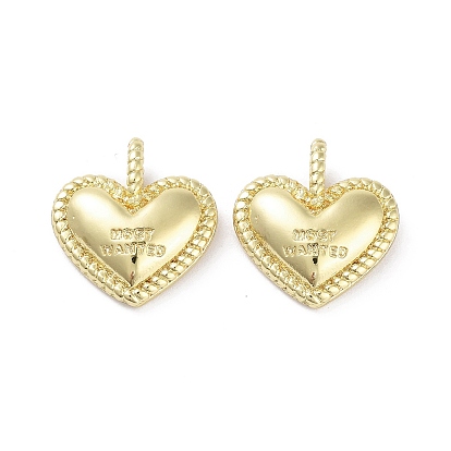 Rack Plating Brass Pendants, Long-Lasting Plated, Lead Free & Cadmium Free, Heart