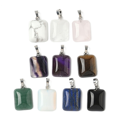 Драгоценный камень подвески, с платиновой и латунной фурнитурой, стойки покрытие, прямоугольник амулеты